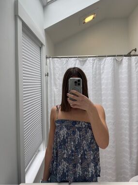 Indah patterned tank top with straps that tie with tassels size s